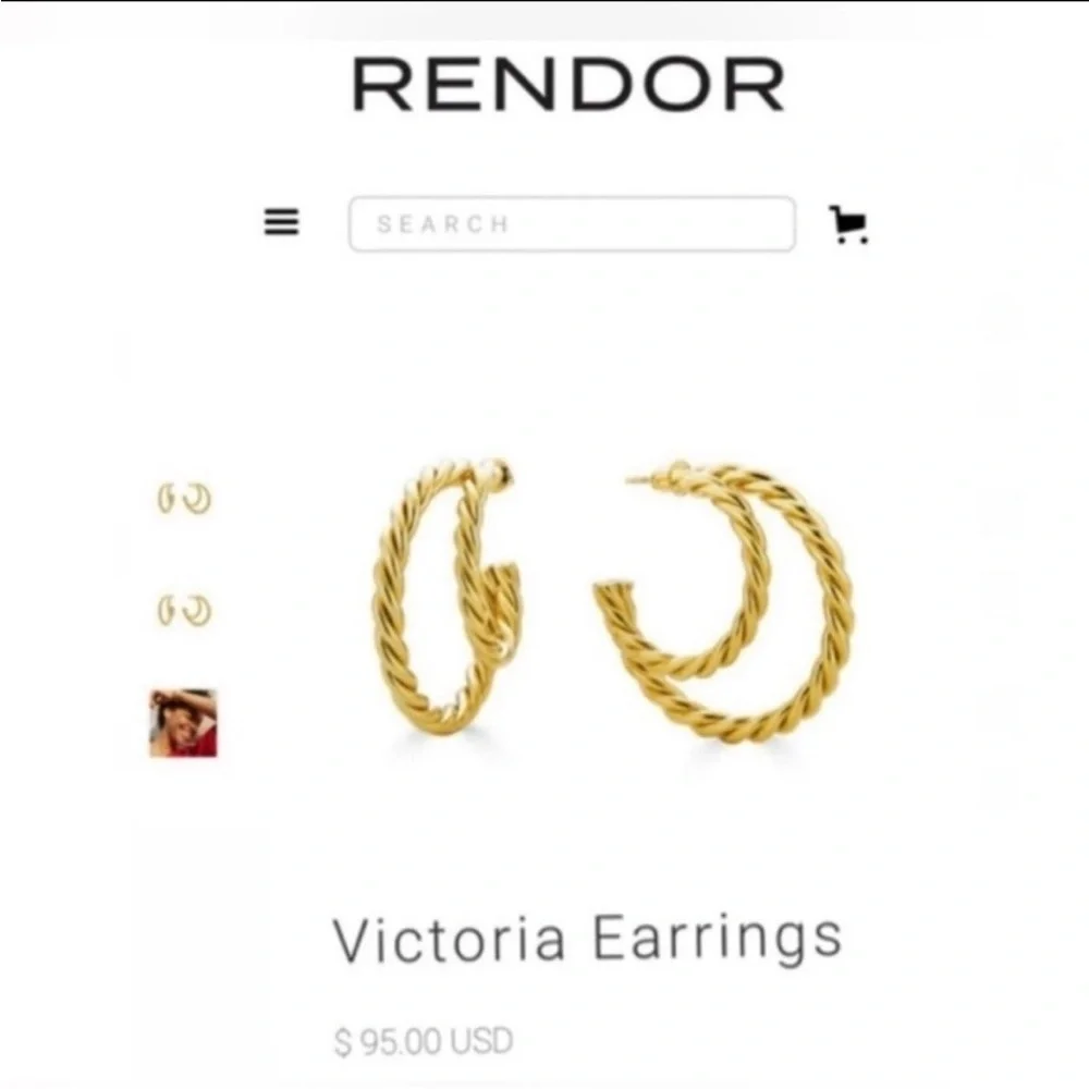 Rendor Victoria Yellow Gold Double Hoop Earrings